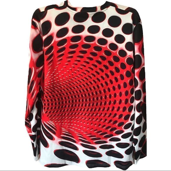 Red Optical illusion stretch athleisure shirt unisex size up to Men L Women XL - Picture 1 of 10